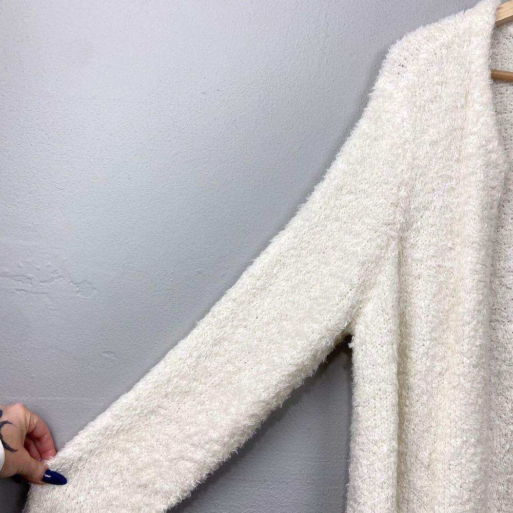 LOFT Fuzzy Cardigan Sweater Plus Size 16/18 Open Front Cozy Jacket Ivory Cream - Picture 4 of 11
